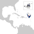 Location Map Collectivity of Saint Martin on map Central America. 3d Saint Martin flag map marker location pin. High quality map